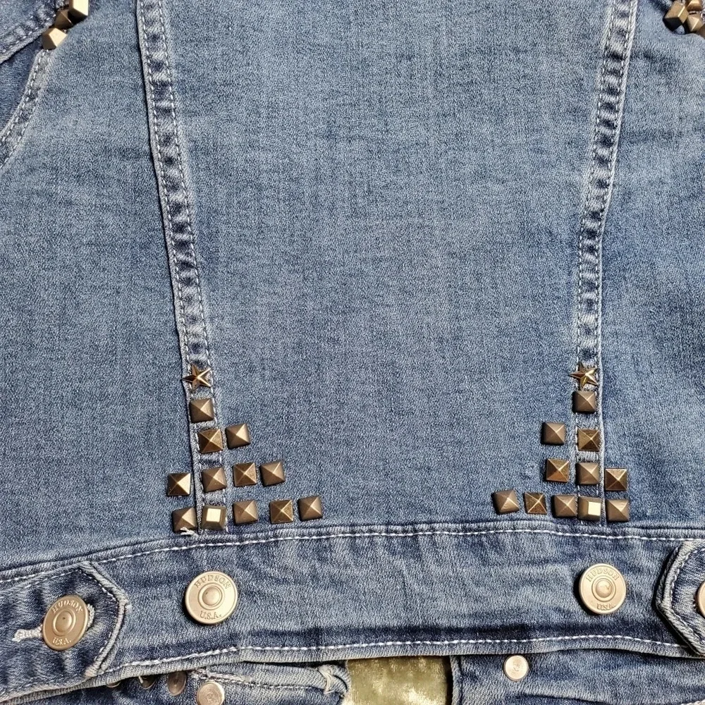 Hudson Mariah Crop‎ Denim Jacket W/ Faux Shearling Collar